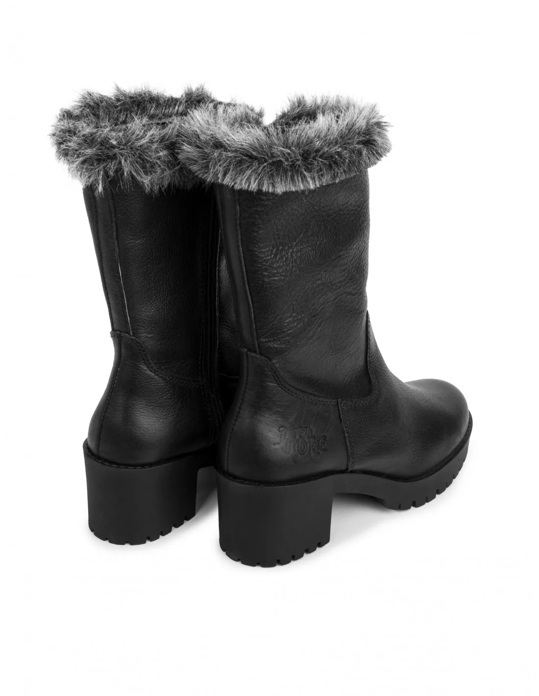 Botas Piel Tacón Track Negras PERA LIMONERA