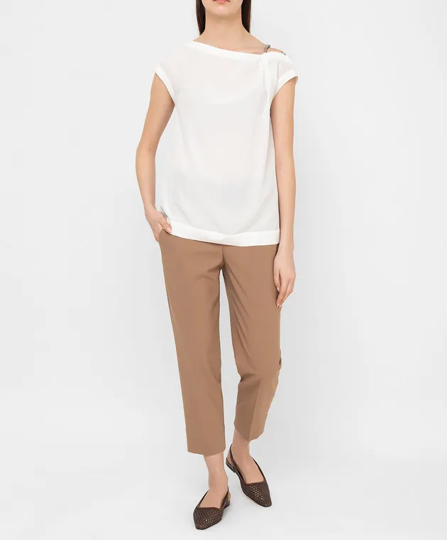 Brunello Cucinelli White silk top