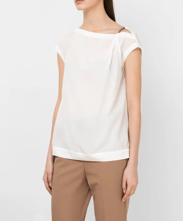 Brunello Cucinelli White silk top