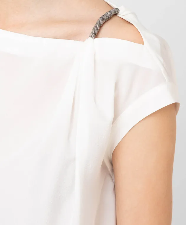 Brunello Cucinelli White silk top