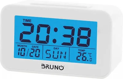 BRUNO DESPERTADOR BRN0129 CON MEDICIóN DE TEMPERATURA, °C Y °F, BLANCO