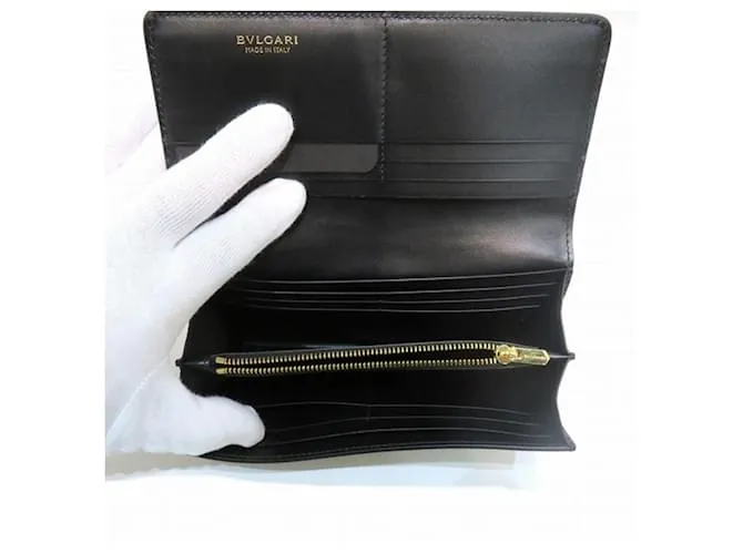 Bulgari Cartera larga Bvlgari Calungskin Negro 