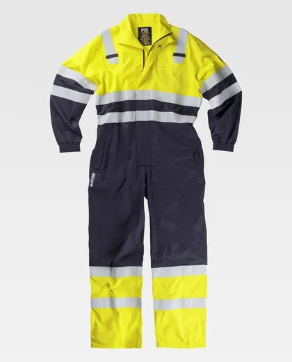 Buzo AV ignífugo, tejido modacrílico Marino Amarillo