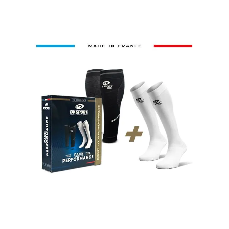 Calcetines de recuperación + manguito de compresión BV sport Pack Performance (negro/blanco)