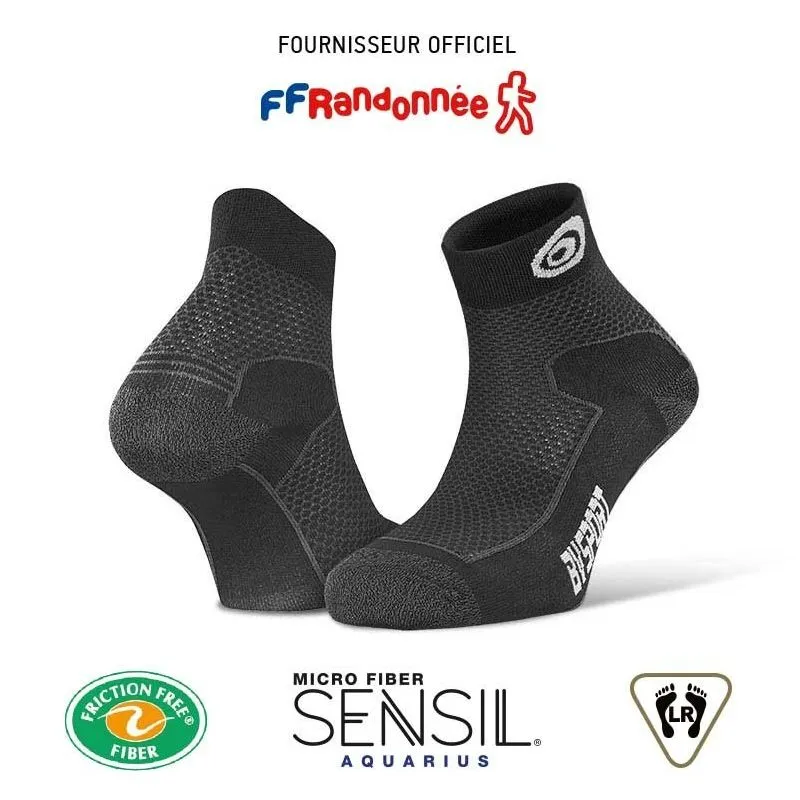 Calcetín corto de senderismo BV sport Doble Poliamida EVO (negro/gris)