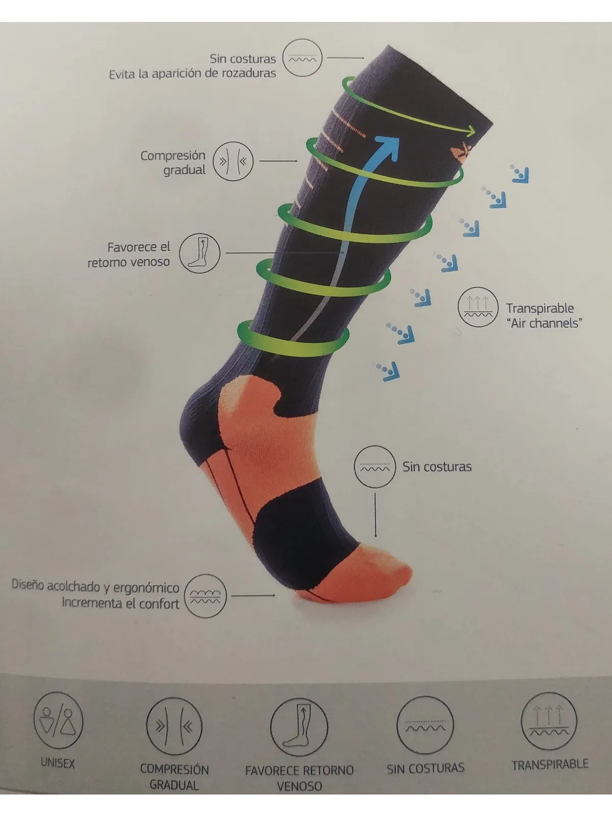 Calcetín técnico deportivo de compresión Orliman