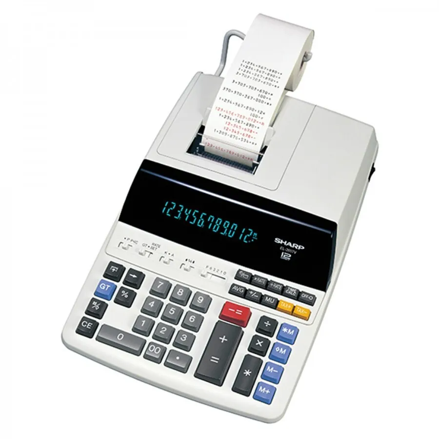 CALCULADORA DE CINTA DE PAPEL AFILADO DE 12 DíGITOS EN COLOR BLANCO EL2607V