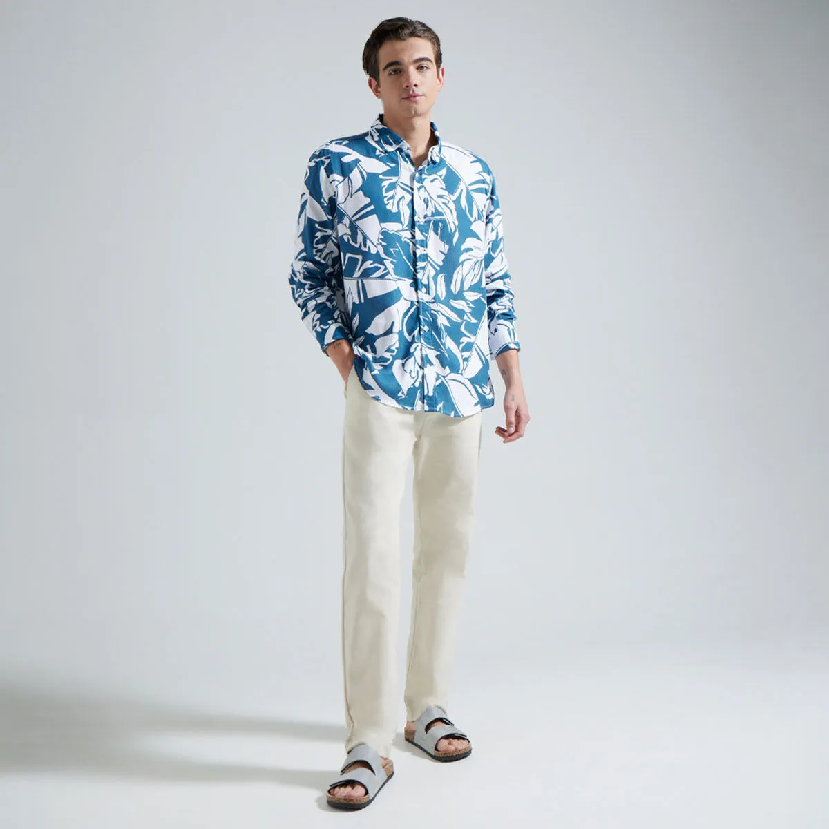 Camisa Con Estampado De Hojas