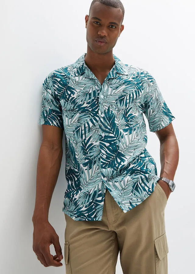 Camisa de manga corta Blanco de flores