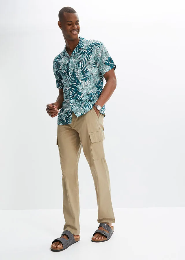 Camisa de manga corta Blanco de flores