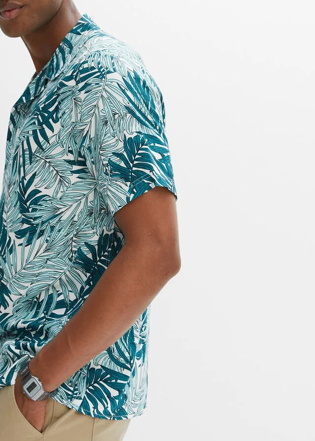 Camisa de manga corta Blanco de flores