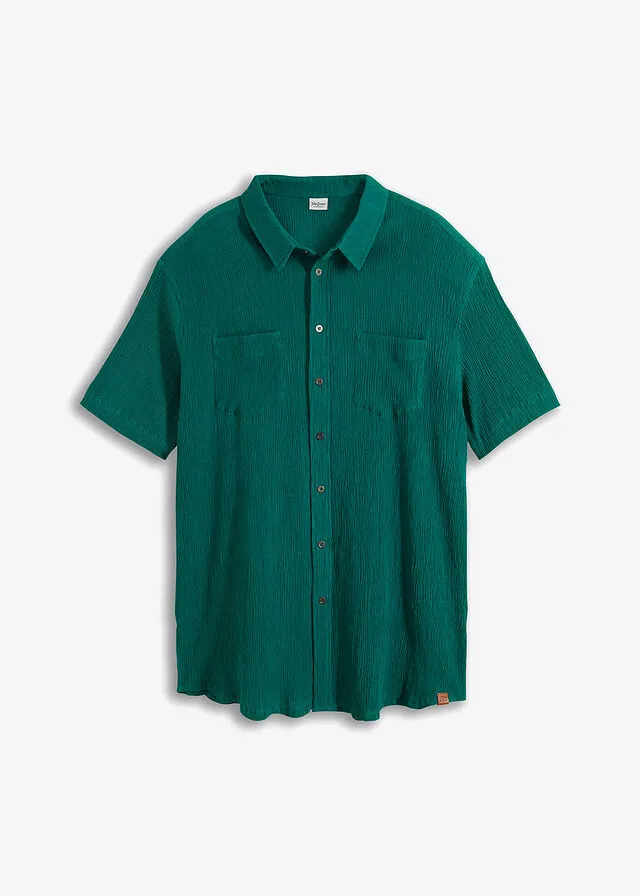 Camisa de manga corta verde, brillante
