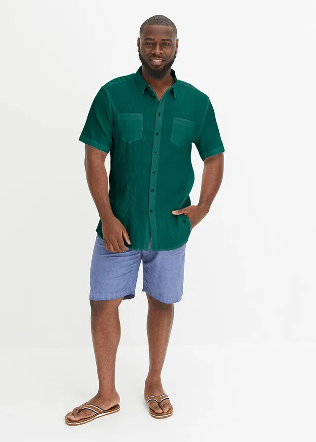 Camisa de manga corta verde, brillante