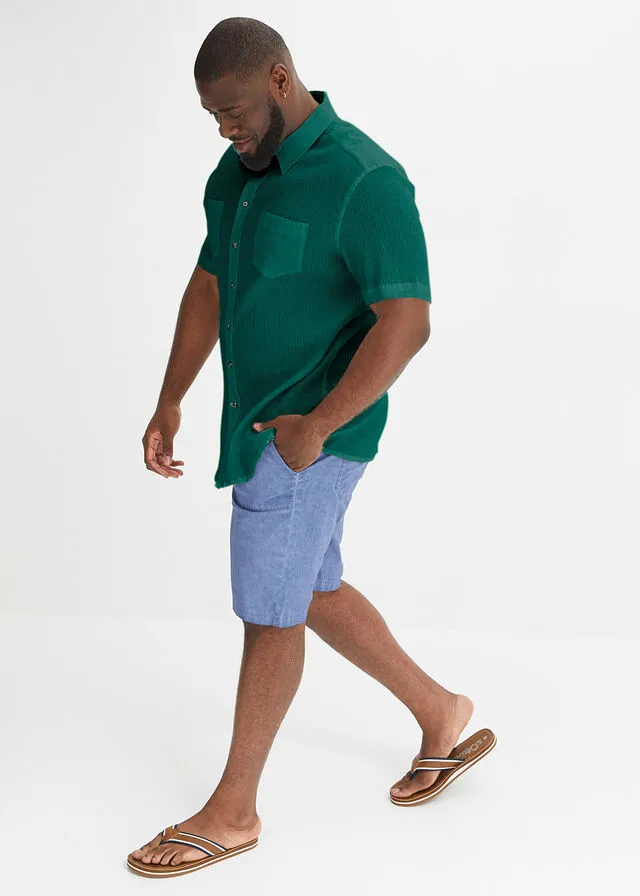 Camisa de manga corta verde, brillante