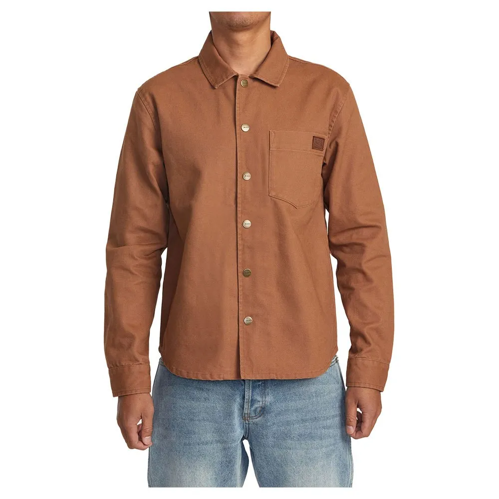 CAMISA RVCA DE MANGA LARGA DE LONA PARA HOMBRE CHAINMAIL REF AVYJK00248 OVERSHIRT COLOR CAMEL