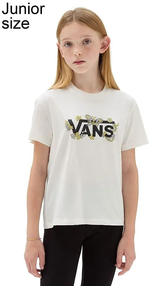 CAMISA VANS TRIPPY FLORAL CREW  BUTTERFLY CHECKRBRD MARSHMALLOW  GIRL´S