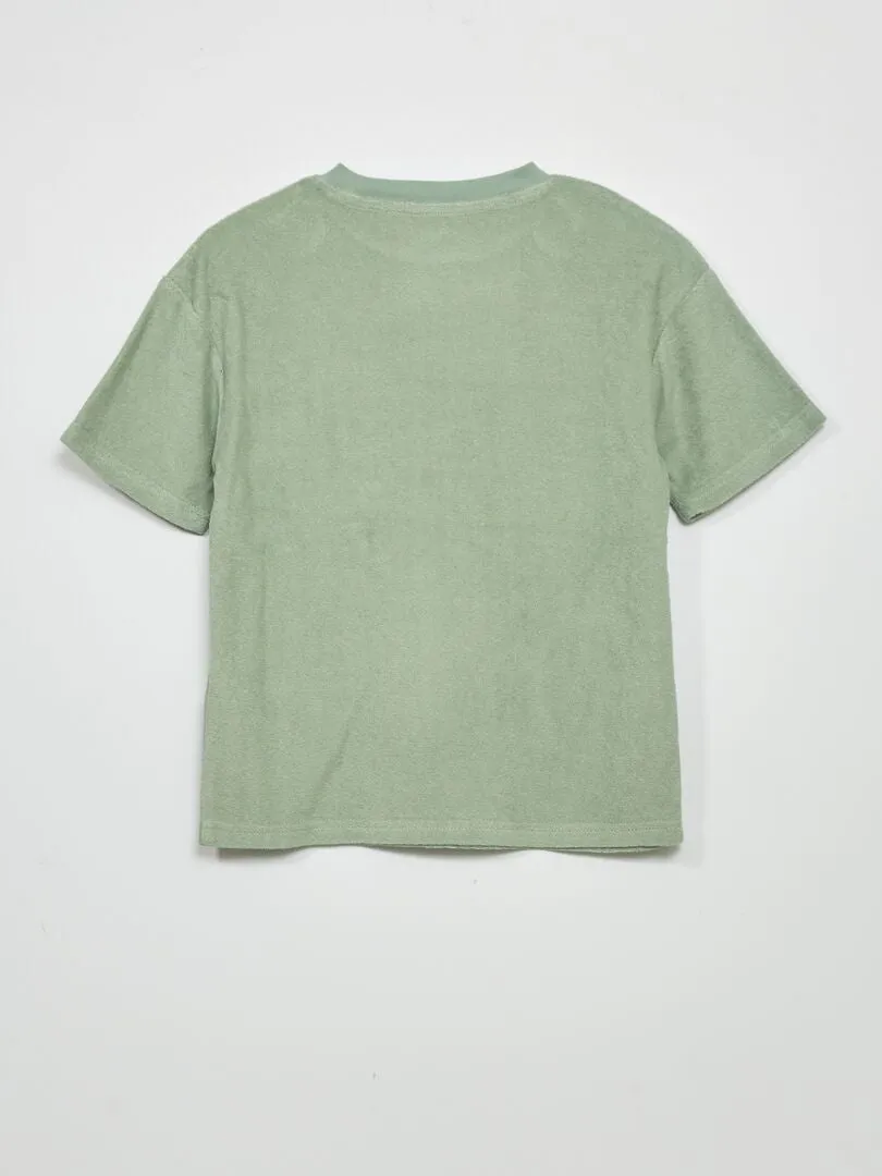 CAMISETA ANCHA DE MANGA CORTA DE RIZO  VERDE
