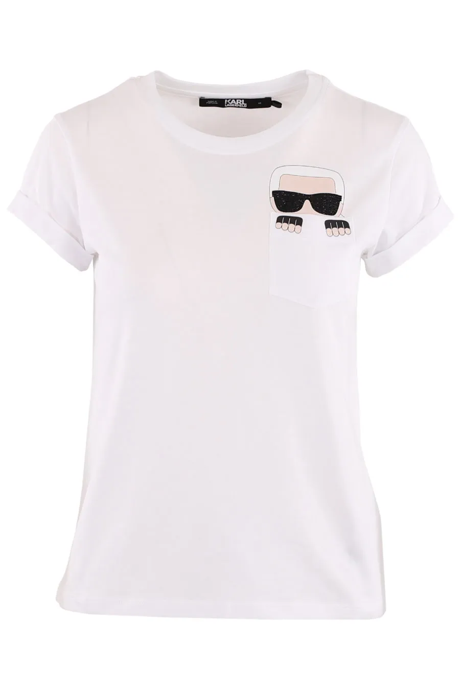 Camiseta blanca con bolsillo y logo