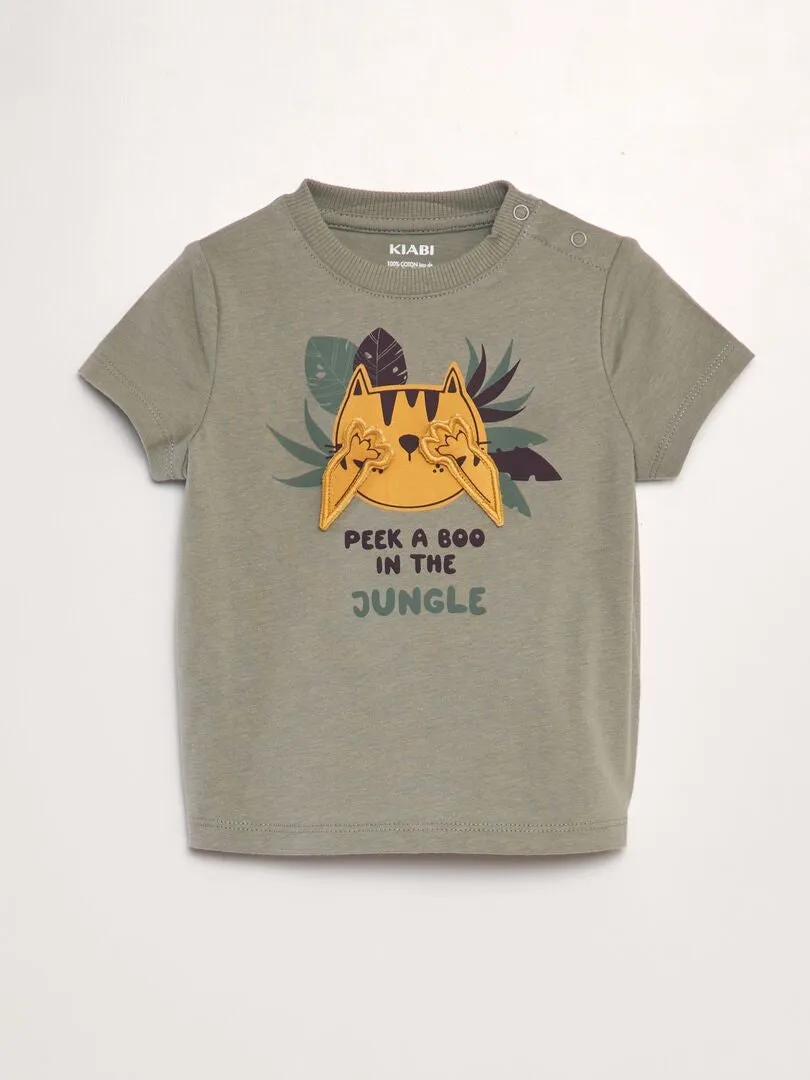 CAMISETA CON ADORNO EN RELIEVE  VERDE