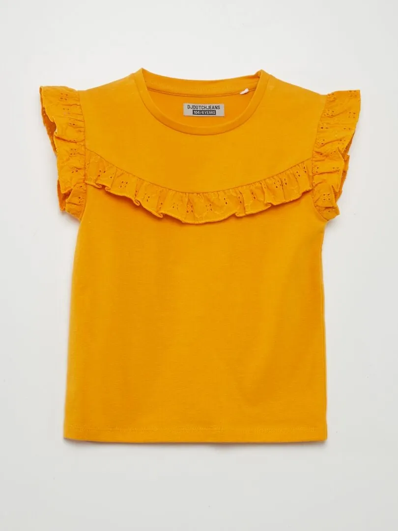 CAMISETA CON BORDADOS  AMARILLO