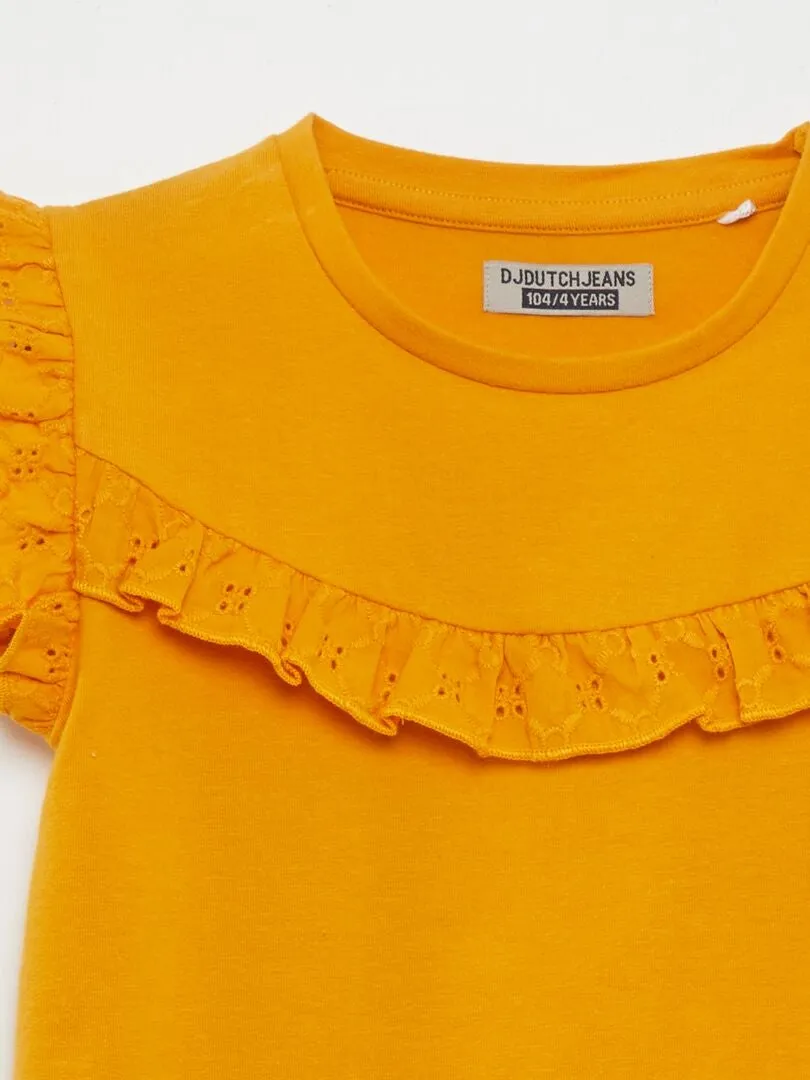 CAMISETA CON BORDADOS  AMARILLO