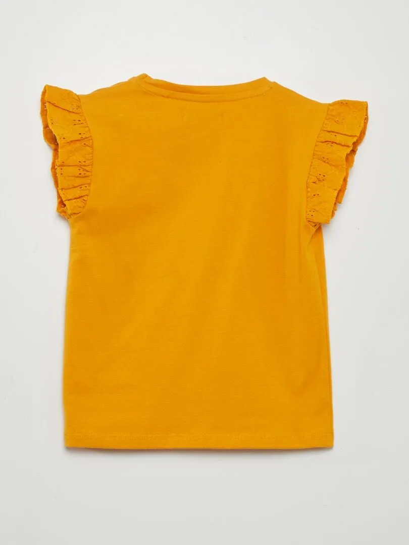 CAMISETA CON BORDADOS  AMARILLO