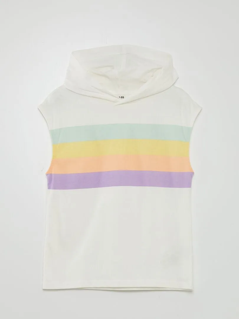 CAMISETA CON CAPUCHA  BLANCO