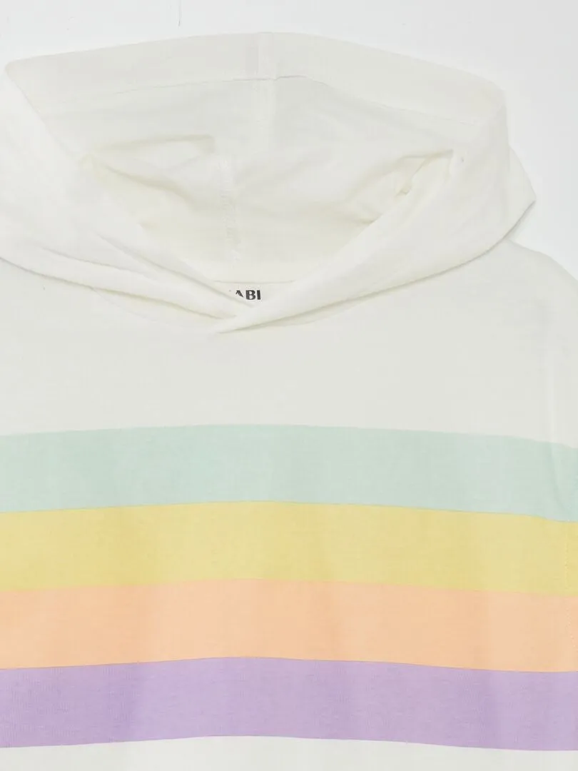 CAMISETA CON CAPUCHA  BLANCO