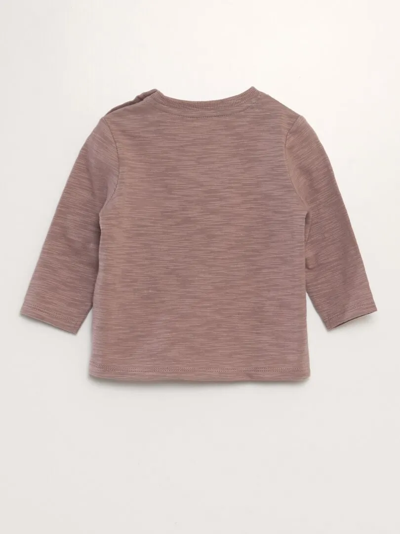 CAMISETA CON CUELLO REDONDO Y BOLSILLO  PURPURA