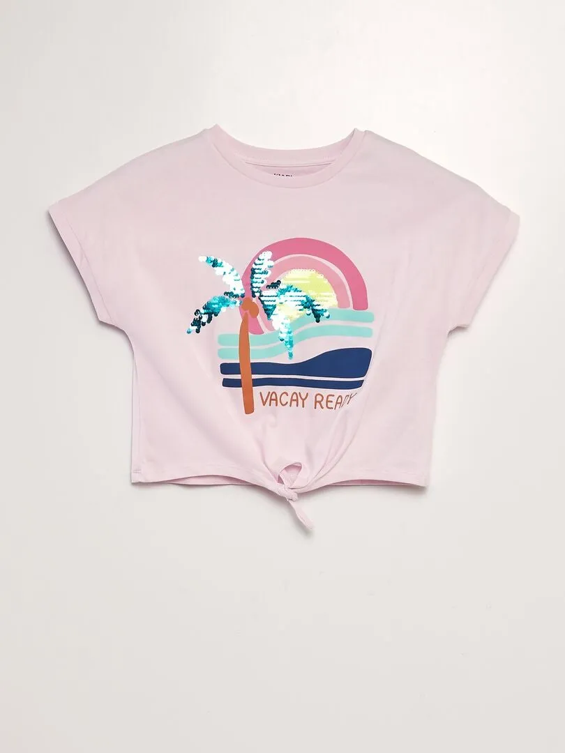 CAMISETA CON LAZO EN EL BAJO  BLANCO