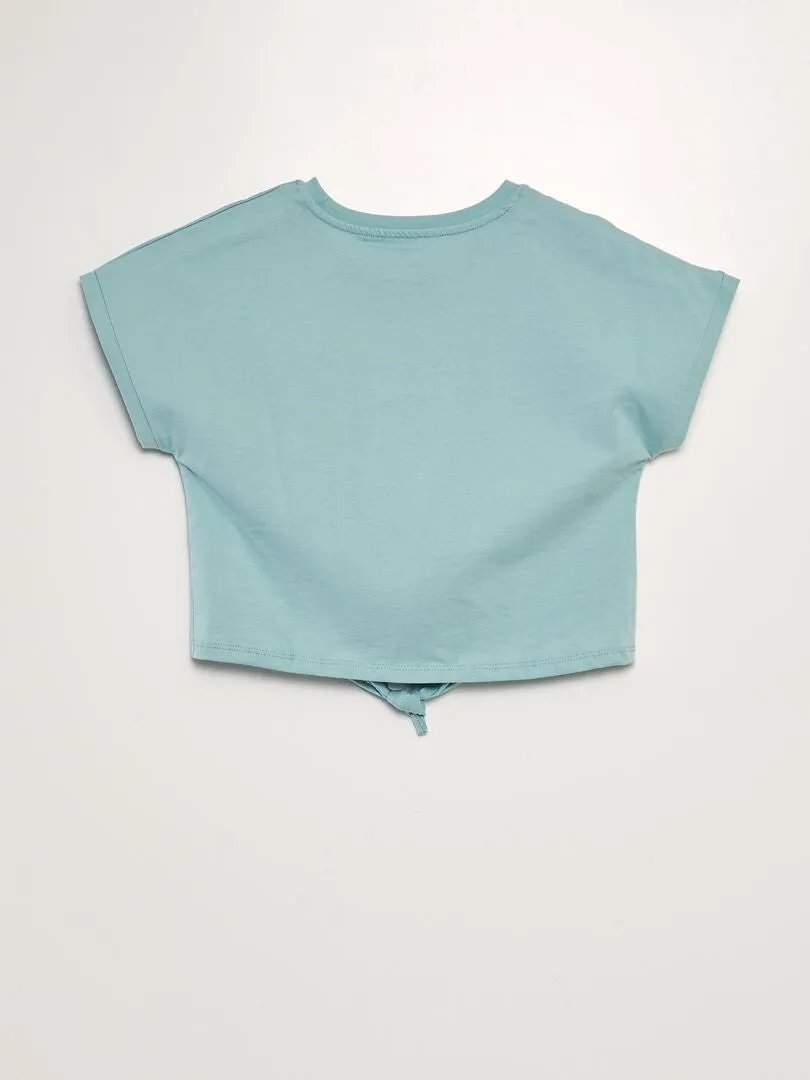 CAMISETA CON LAZO EN EL BAJO  VERDE