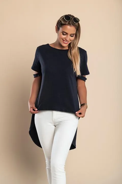 Camiseta corta asimétrica Vebtura, azul oscura