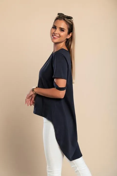 Camiseta corta asimétrica Vebtura, azul oscura