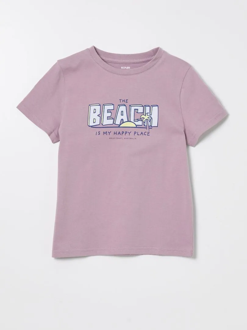 CAMISETA DE MANGA CORTA CON CUELLO REDONDO  PURPURA
