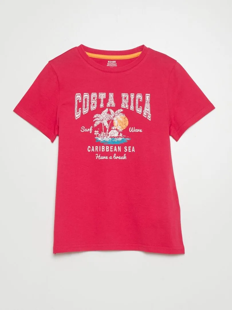 CAMISETA DE MANGA CORTA CON CUELLO REDONDO  ROJO