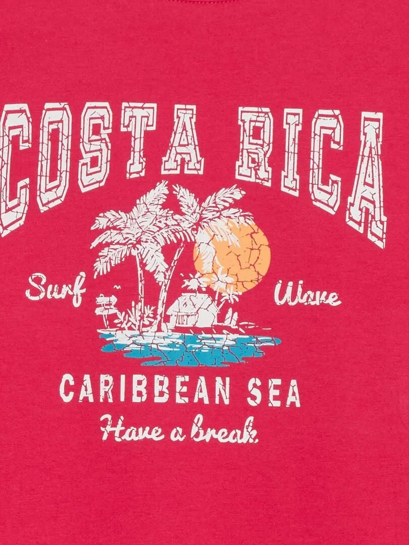 CAMISETA DE MANGA CORTA CON CUELLO REDONDO  ROJO