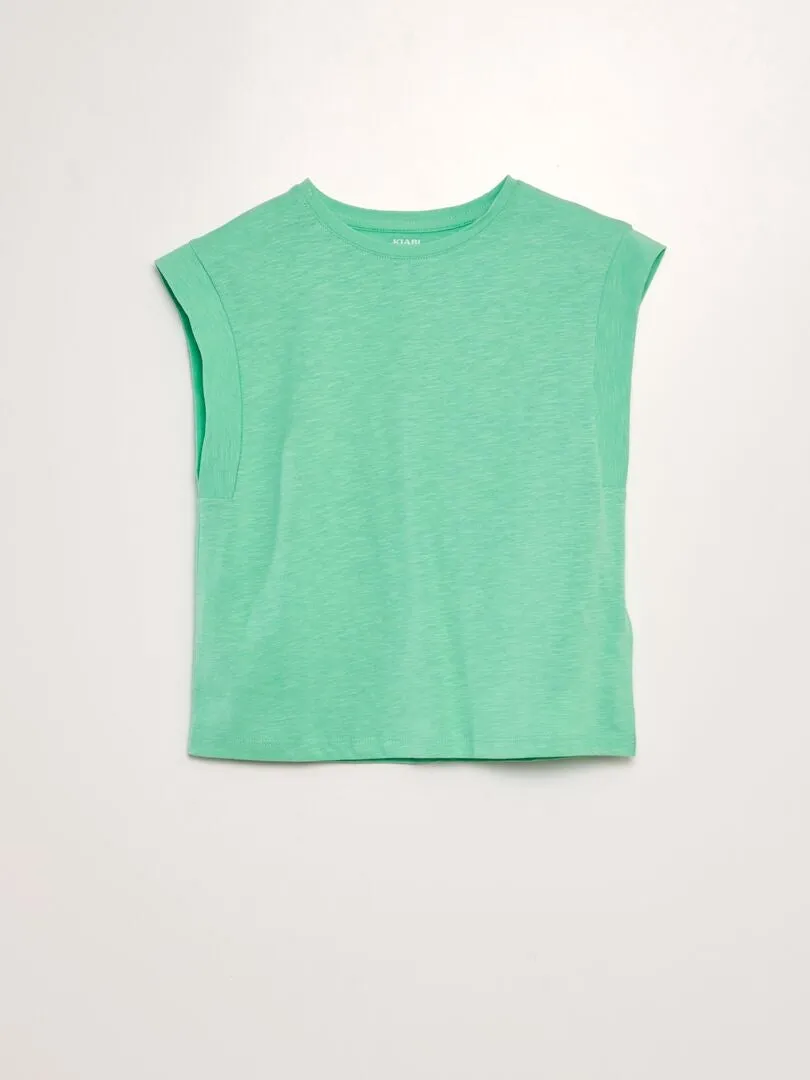 CAMISETA DE PUNTO CON MANGA MUY CORTA  VERDE