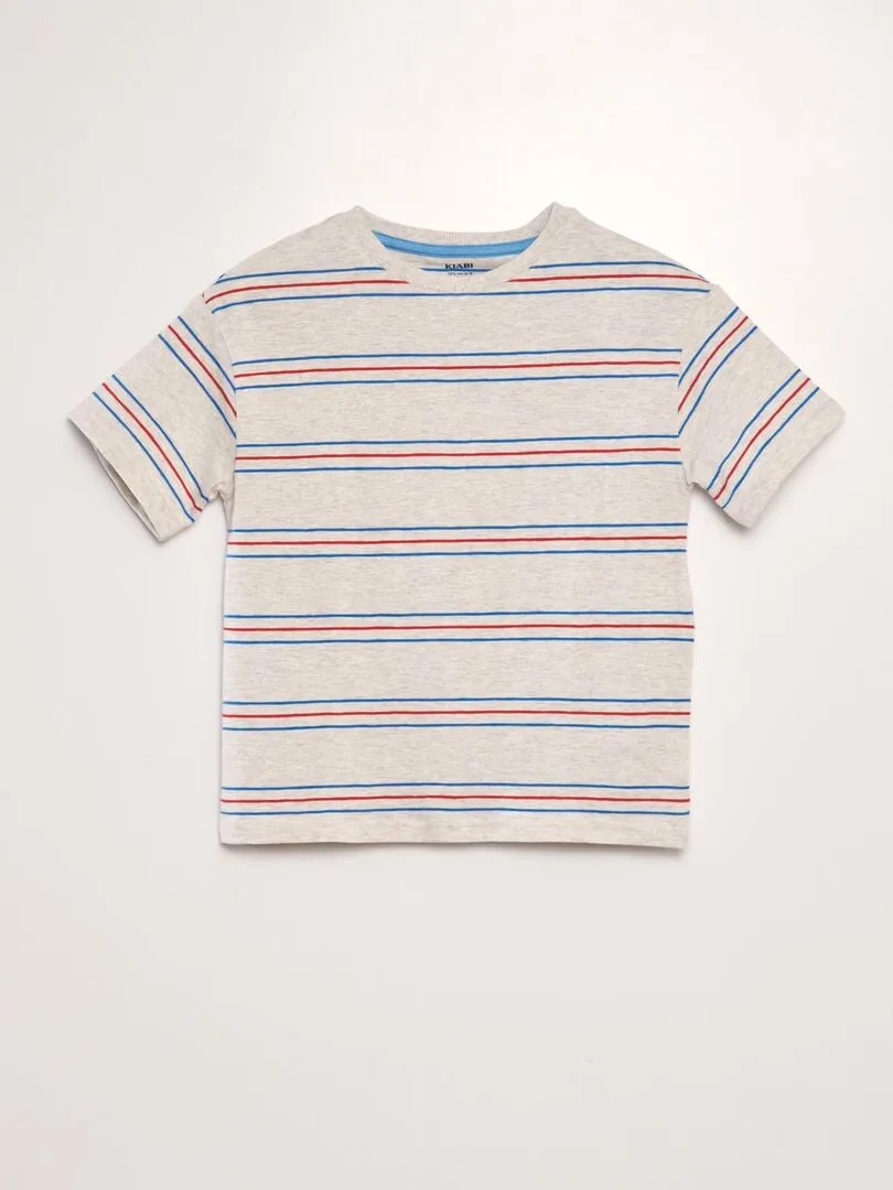 CAMISETA DE RAYAS DE COLORES  BEIGE