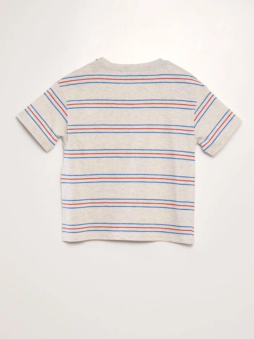 CAMISETA DE RAYAS DE COLORES  BEIGE