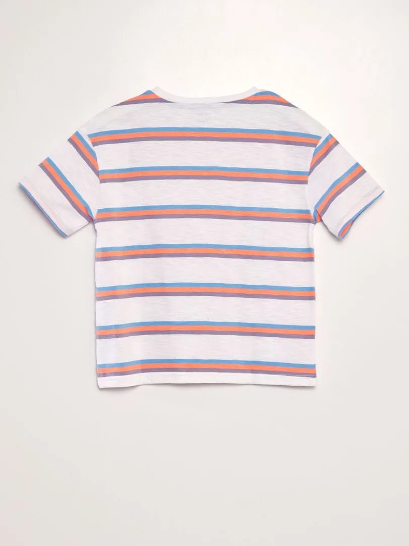 CAMISETA DE RAYAS DE COLORES  BLANCO