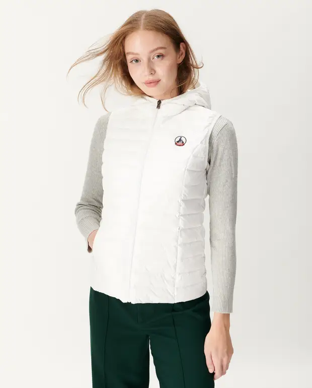Chaleco con capucha Jott Mujer plumón ligera sin mangas Noir Mali P000WDOW03 – 901 Blanc Justoverthetop blanco