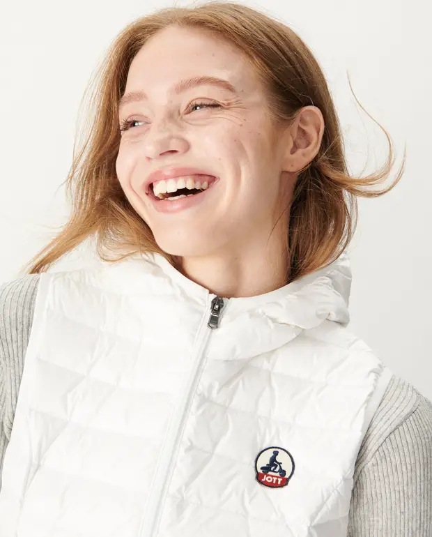 Chaleco con capucha Jott Mujer plumón ligera sin mangas Noir Mali P000WDOW03 – 901 Blanc Justoverthetop blanco