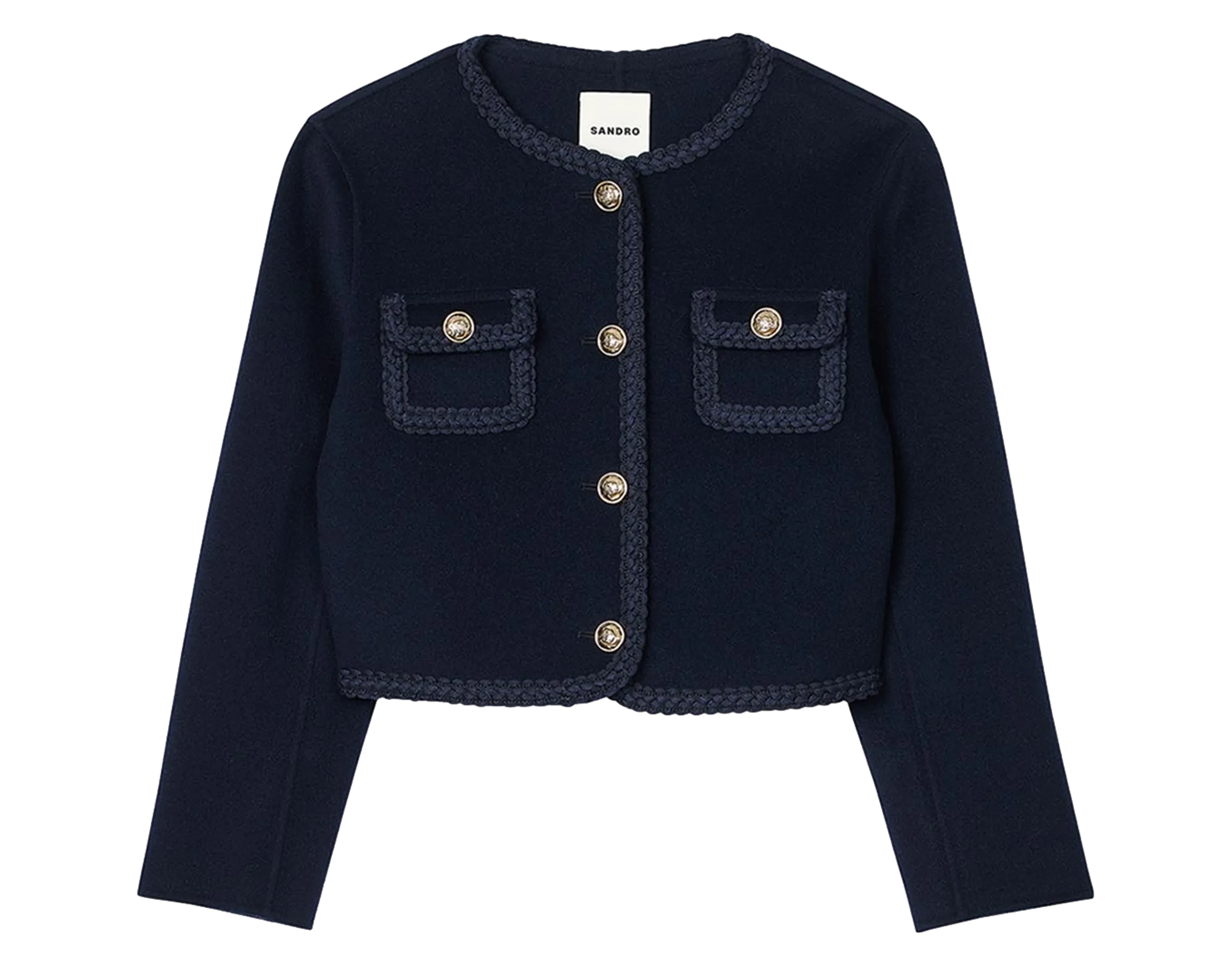 Chaqueta corta de espiga en azul