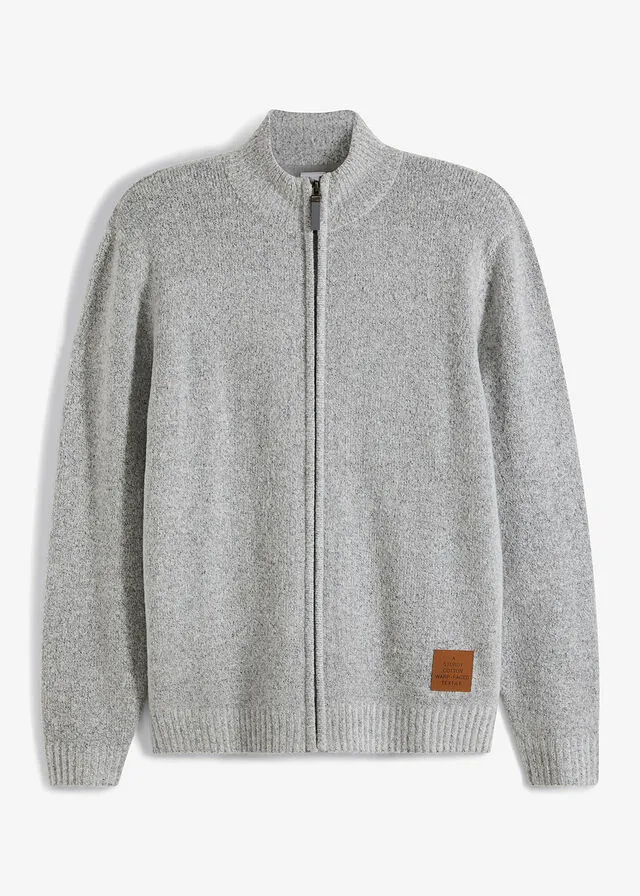 Chaqueta de punto con cuello alto Gris jaspeado