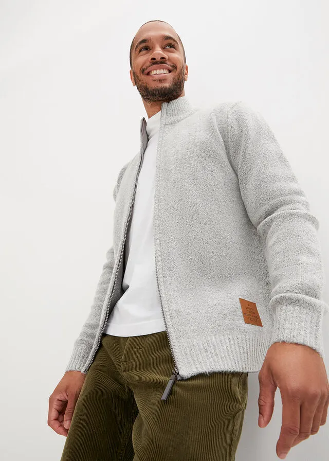 Chaqueta de punto con cuello alto Gris jaspeado