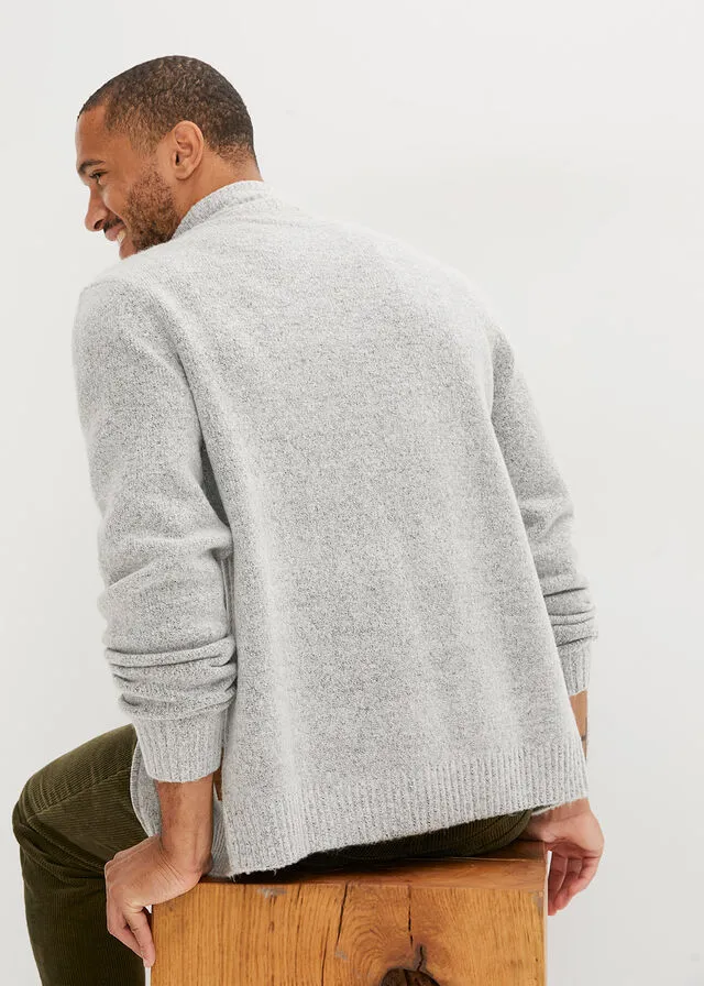 Chaqueta de punto con cuello alto Gris jaspeado