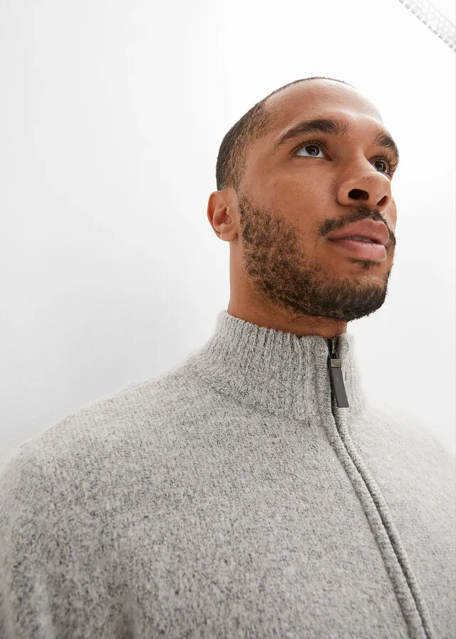 Chaqueta de punto con cuello alto Gris jaspeado