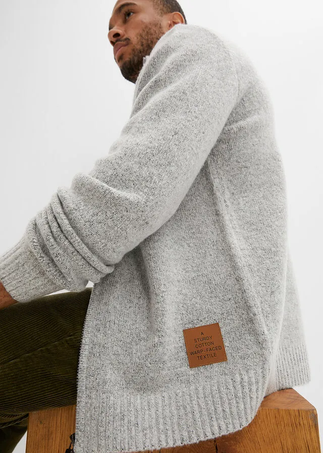Chaqueta de punto con cuello alto Gris jaspeado