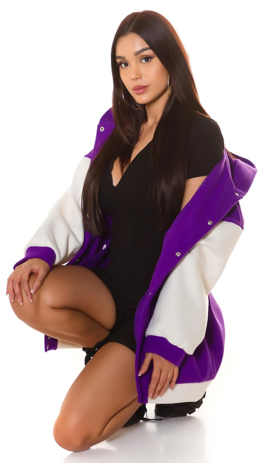 Chaqueta elegancia bicolor lila beige