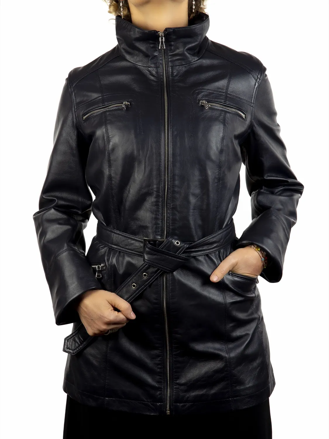 Chaqueta larga con cinturón ERICA.